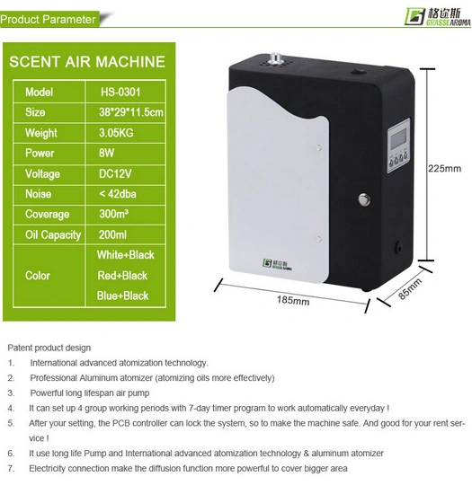 Scent Machine for Samll Eveironment 300 Cbm for Air Conditioning