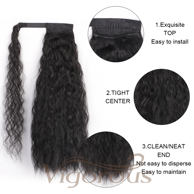 Cheapest Wholesale High Girls Comb Hairpiece Extension Tie Clip Ins Afro Kinky Elastic Hair Band Ponytail Drawstring