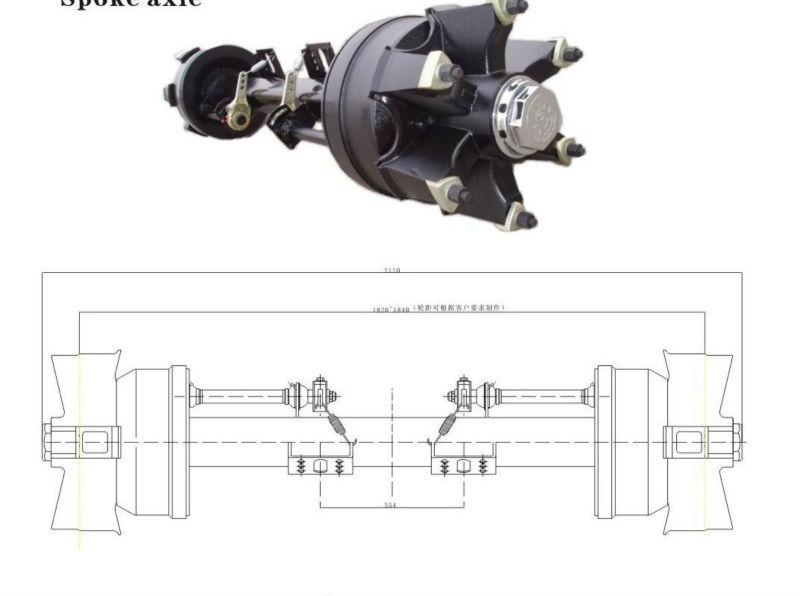 trailer axle-12 ton spoke axle for Germany Axle bpw axle trailer Parts