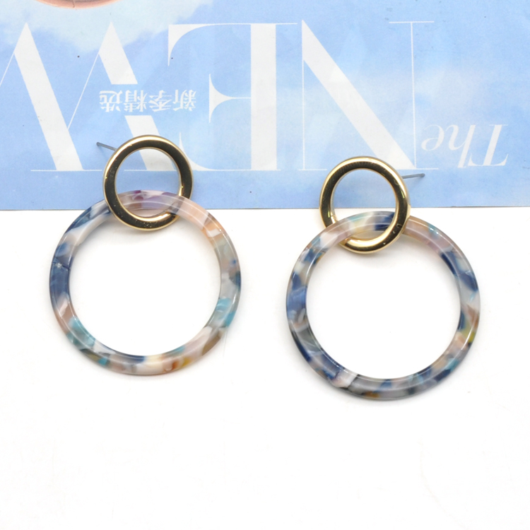 Custom multi color acrylic acetate round shape minimalist jewelry earrings