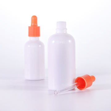 Opal White Serum Bottles ที่มีฝาปิดหยดสีส้ม