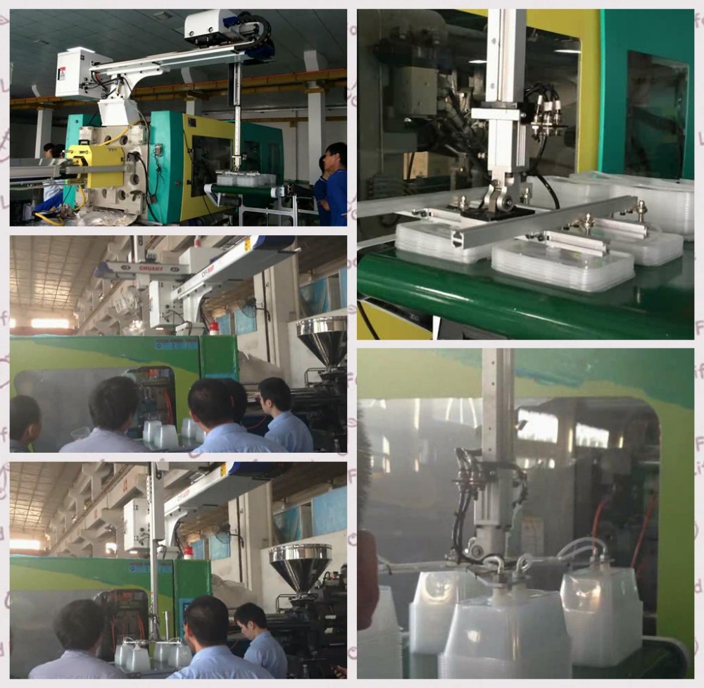 3 axis robot arm 1L thin wall plastic containers/container with lid injection thin wall mould picking and placing robot