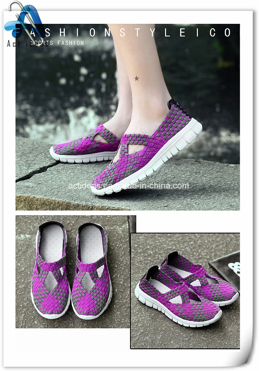 Hot Selling Ladies Flat Casual Shoe Beautiful Ladies Woven Shoes