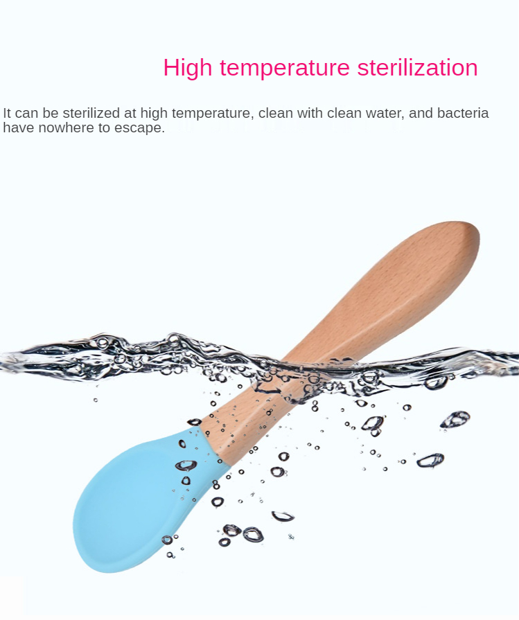 New Products Silicone Spoon with Wooden Handle Hot Sale Silicone Baby Suction Bowl Food Grade Silicone Bibs