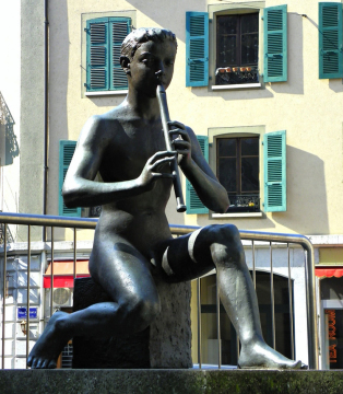 bronze foundry modern garden playing flute bronze statue