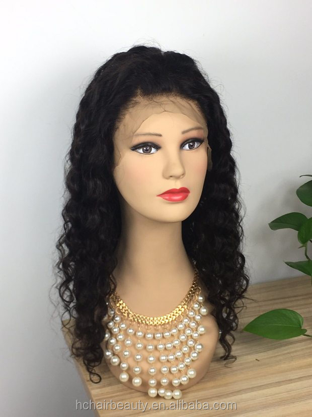 Wholesale Deep Wave Full Lace Wigs Brazilian Remy Human Hair Full Lace Wigs Pre Plucked With Baby Hair Natural Black Color