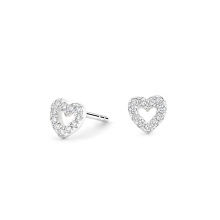 14K White gold Heart studs earrings