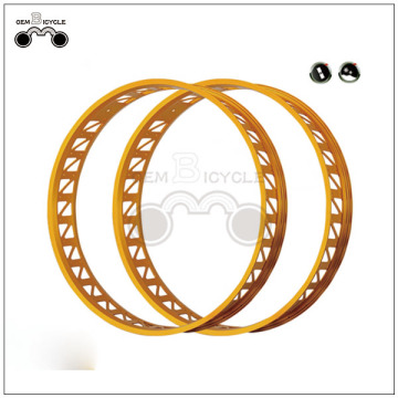 Gold colored bike alloy aluminum wheel rim