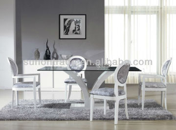 white rectangular glass and wooden dining tables