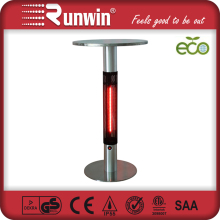 Amazing silver outdoor heater with round aluminium table