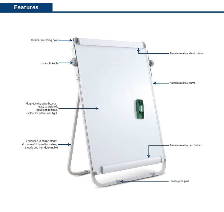 Comix Magnetic Kids Whiteboard U-Stand Dry Erase Mark Board with Flipchart Clip