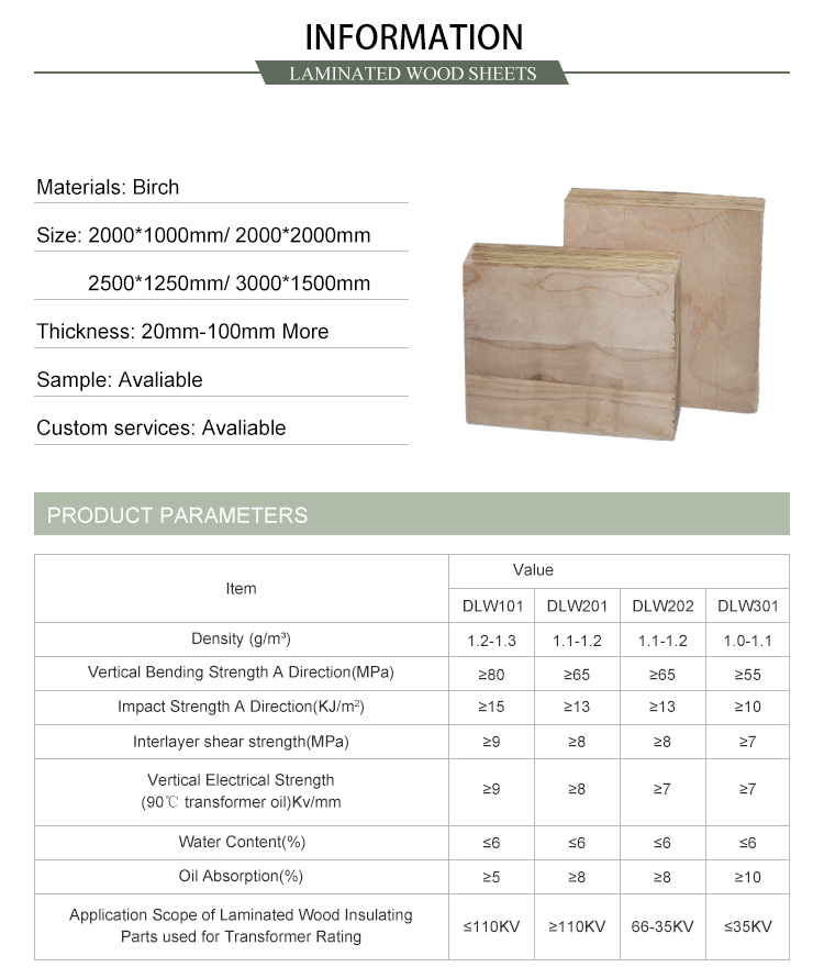 ODM available electrical birch laminated wood in transformer