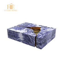 2024 Modern Classic Blue Hand Painted Low Table with Gold Stainless Steel Frame