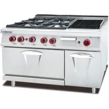 Gas Range with 4-Burner & Lava Rock Grill with Oven