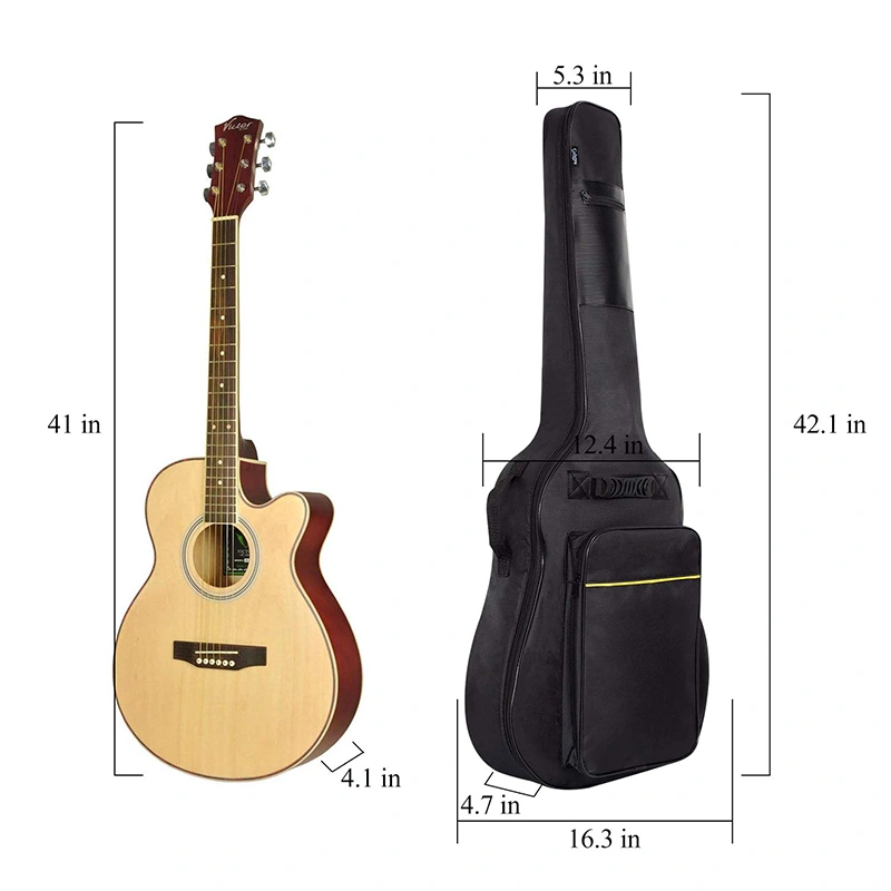 Waterproof Acoustic Guitar Bag Padding Guitar Case Gig Bags with Back Hanger Loop