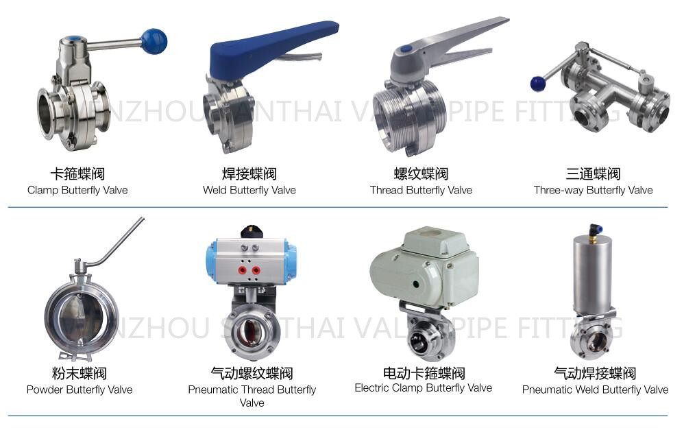 Food Grade SS304 SS316L Tri Clamp Butterfly Valve