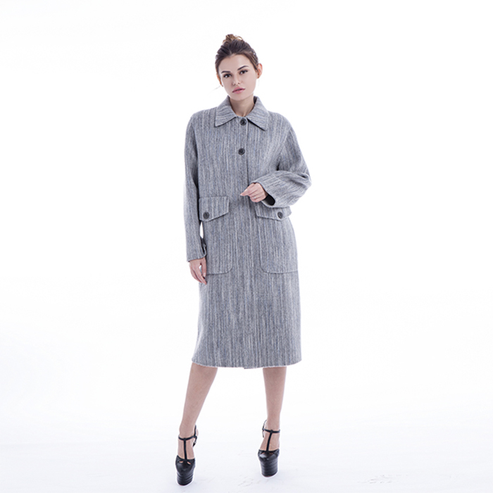 Fashionable Light Grey Cashmere Winter Coat