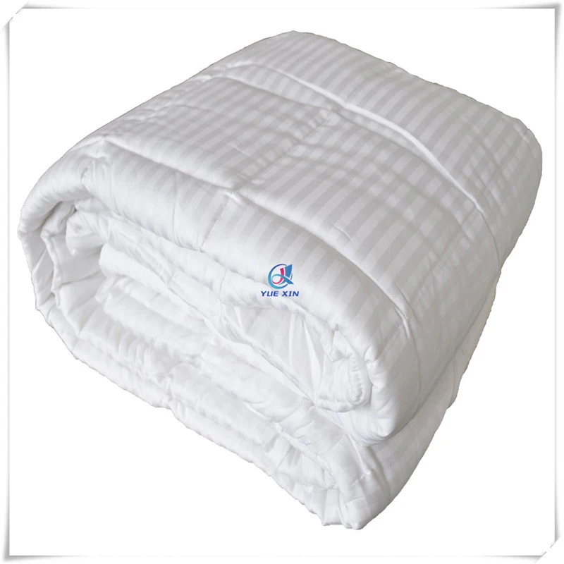 100% Cotton All Seasons White Stripe Comforter Insert for Hotel