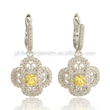 Globalwin 925 Sterling Silver Hoop Earring Zircon Flower Earring