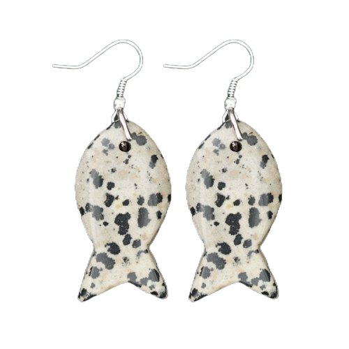 Gemstone Fish Pendant Earring Natural Stone Animal Shape Earring for Women