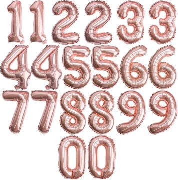 Pink numbered aluminum foil balloons