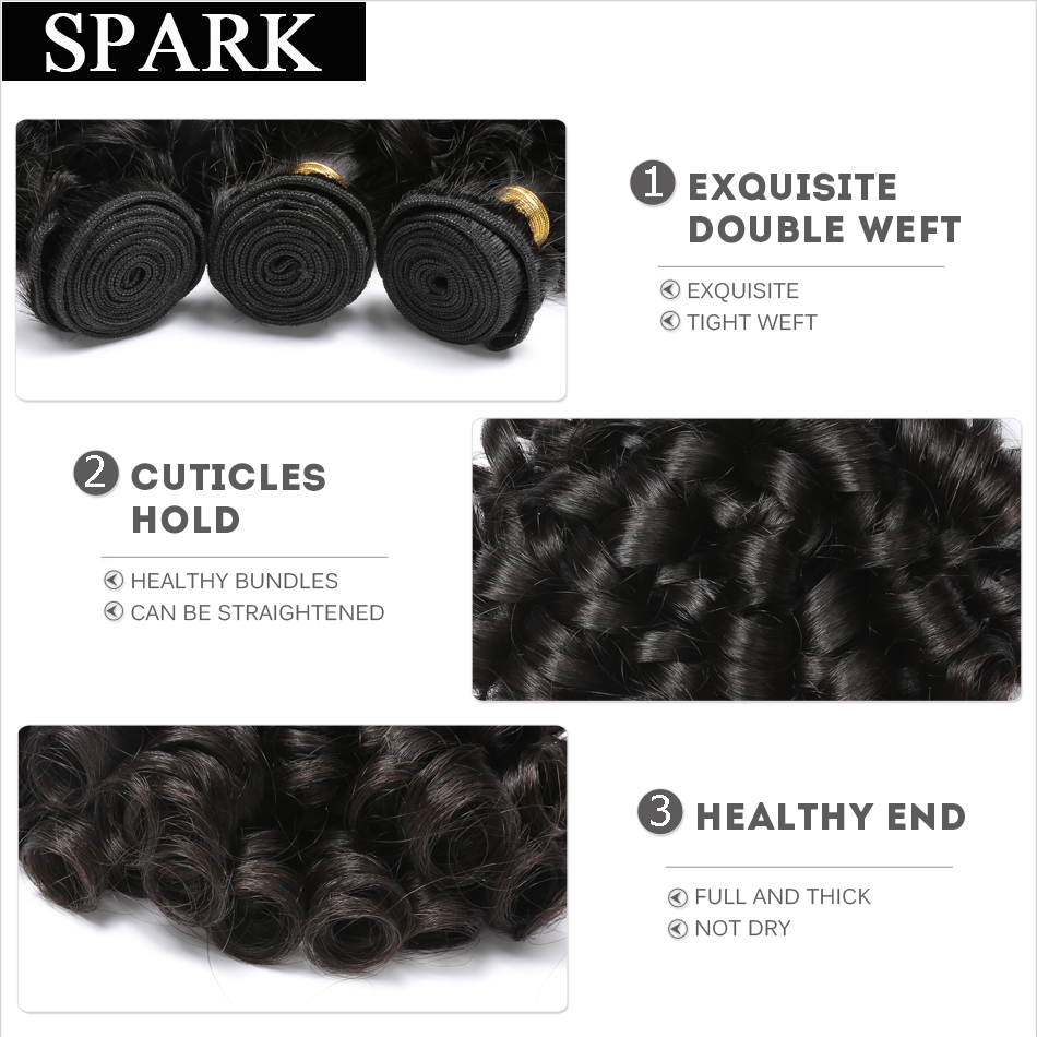 SPARKBouncy Curl Weave Funmi Hair Bundles With Closure Spiral Curly Weave Bundles With Lace Closure 4x4 Unprocessed natural hair