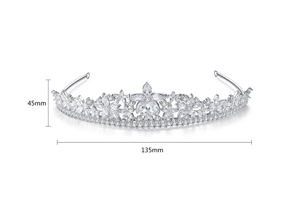 Bling Bling Flower Shape Wedding CZ Crown Tiara Hair Accessories