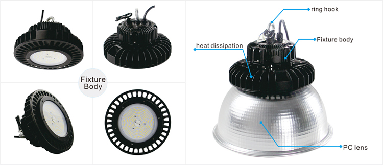 High efficiency industrial warehouse dimmable 100W UFO led high bay light with 5 years warranty