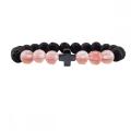 Gemstone 8 mm Black Lava Stone avec hématite croix Stretch Bracelet Naturel Stone Rounds Perles Bracelet à charme fait à la main pour les femmes