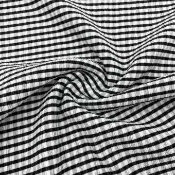 Black White Check Polyester Spandex Mixed Fabric