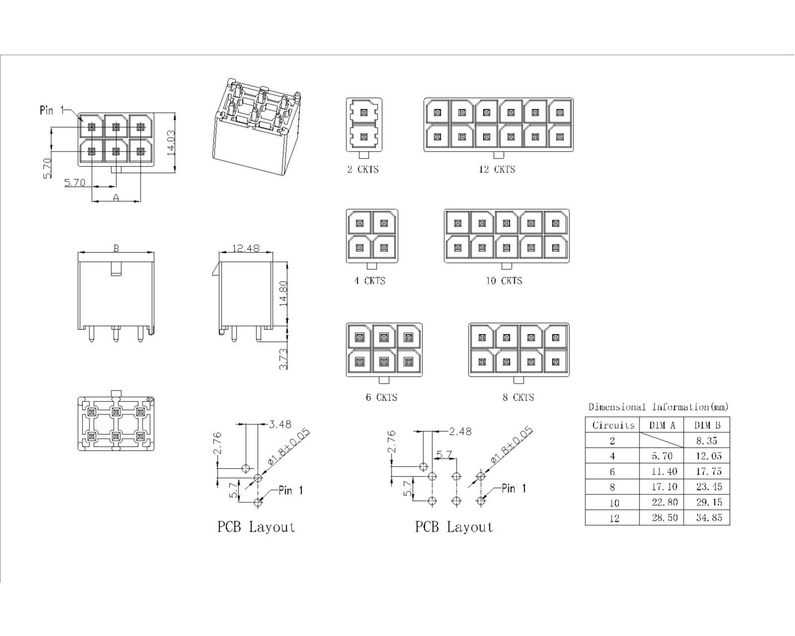5.70mm pitch 180°Wafer Dual Row With Post TYPE Connector Series AW5701VA-2xNP 5.70mm pitch 180°Wafer Dual Row With Post TYPE Connector Series AW5701VA-2xNP
