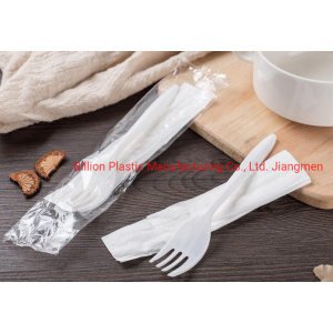 White Color Disposable PP Plastic Fork and Napkin Set