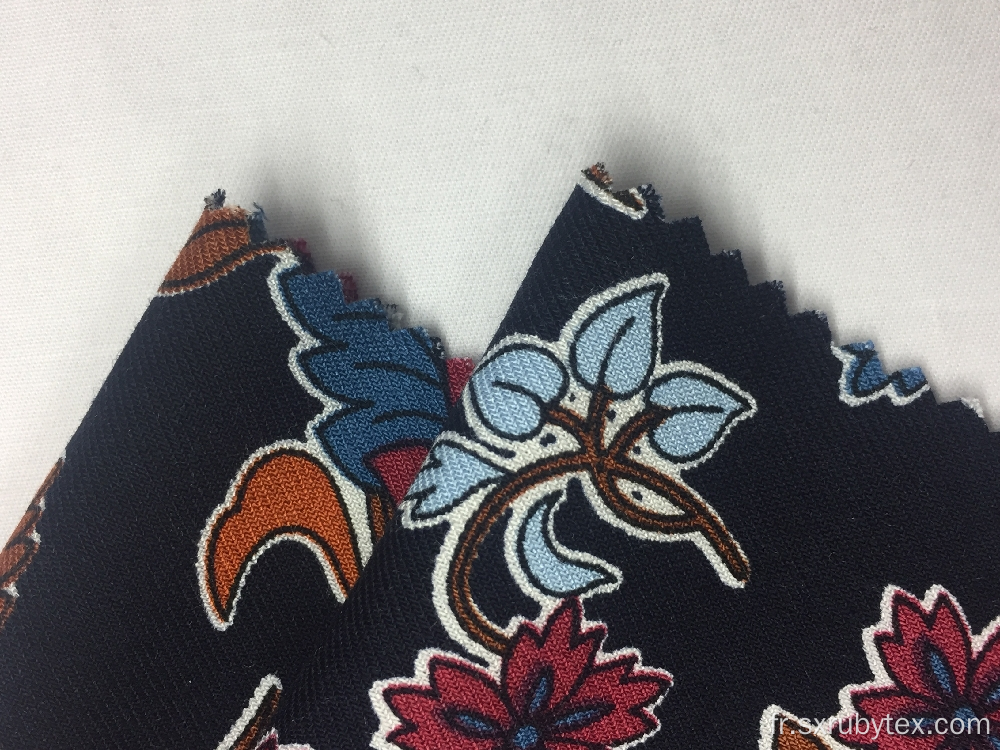 Tissu Imprimé Twill Rayonne 32s