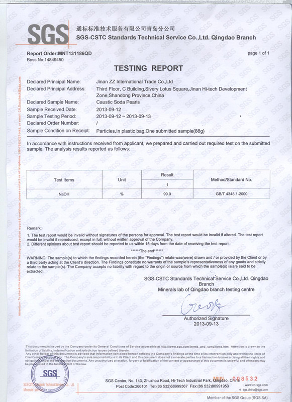 High Quality Caustic Soda Pearls (99%Min) with SGS Certificate