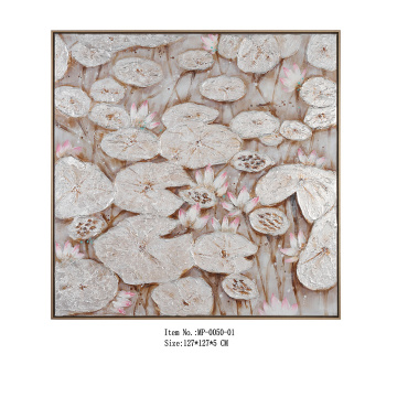 Handmade Gold Framed Lotus Wall Art Canvas