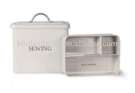 Metal sewing work box with seprators