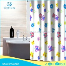 Polyester Fabric Printed Butterfly Bath Curtain Hookless