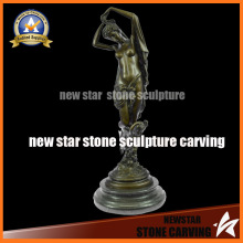 Signed Moreau Nude Lady with Angel Art Bronze Sculpture Figurine Statue