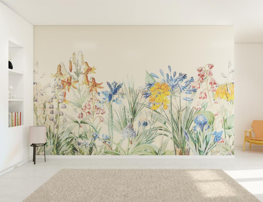 Interior customized mosaic with artistic flower patterns