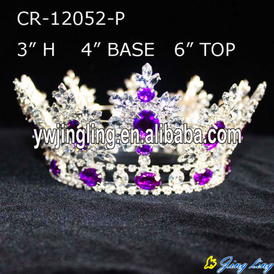 2018 Round Silver Purple Rhinestone Crystal King Crown