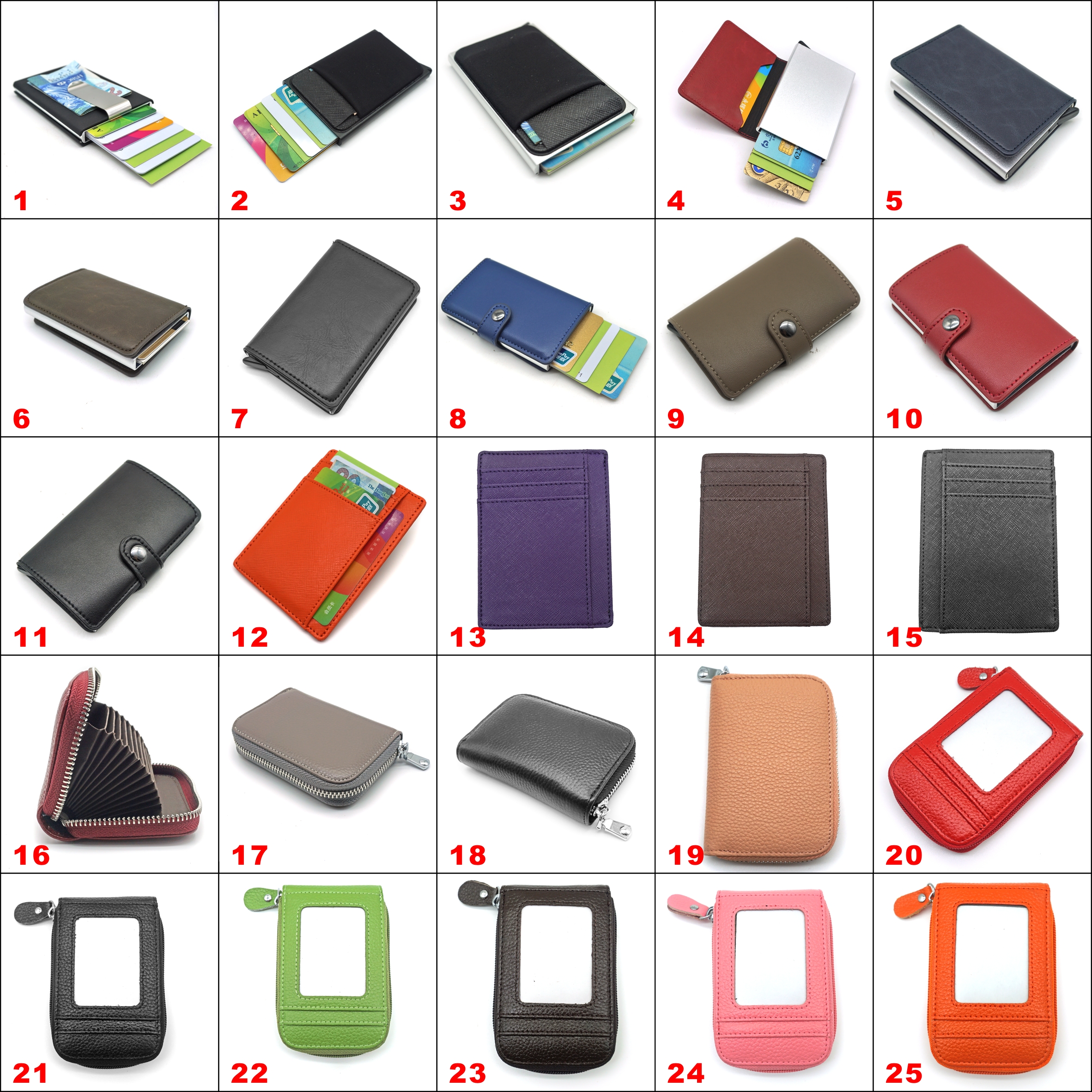 Pocket Genuine leather aluminum metal credit card holder RFID Blocking wallet