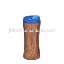 Inside PP outside SS wooden leakproof mug with water transfer printing