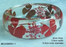 resin bangle with four leaf clovers and flowers,acrylic bangle,lucite bangle,bakelite bangle,resin jewelry,new for 2016