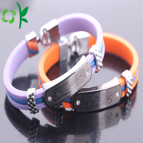 Unique Top-grade Layer Silicone Wristbands Alloy Steel