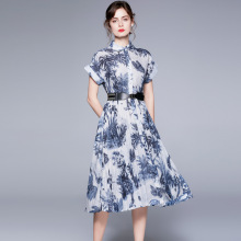 Blue Floral Midi Dress Wholesale