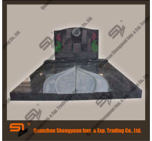 tree headstone with rose design