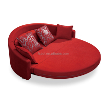 LS820: Simple Design Fabric/Leather Round Sofa Bed in Red