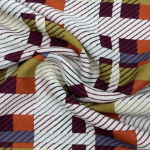 Striped Plaid Splicing Printed 100% Rayon Textile