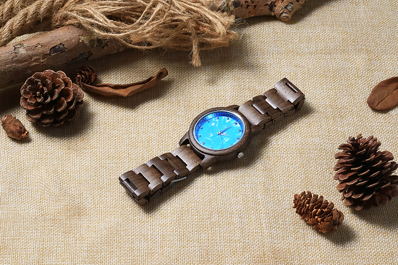 Hot Selling Custom Brand Wood Wrist Watch Minimalist Wooden Watch Oem high quality blue wood watches