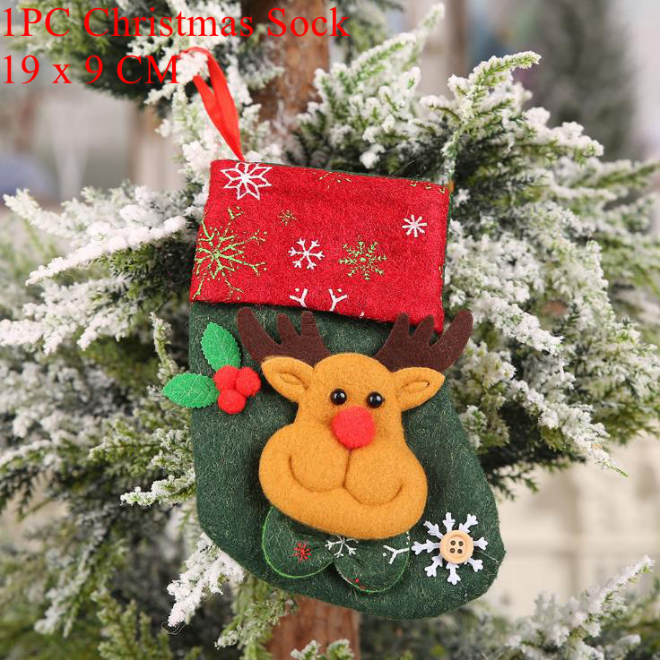 Christmas Stocking Lovely Christmas Socks Hanging Christmas Tree Ornaments Santa Claus Santa Sack Candy Bag Xmas Gift Bags 1pc
